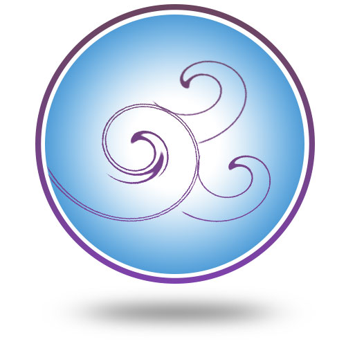 Circle vata symbol of wind and ether for dosha.
