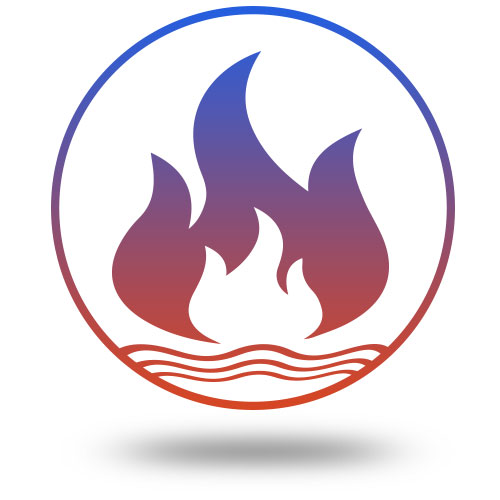 Circle symbol for pitta dosha represented by fire and water.